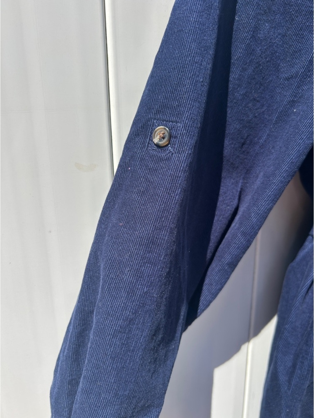Lands’ End Corduroy Shirt Dress Classic Navy Button-Front with Pockets | Sz Med - Picture 5 of 8